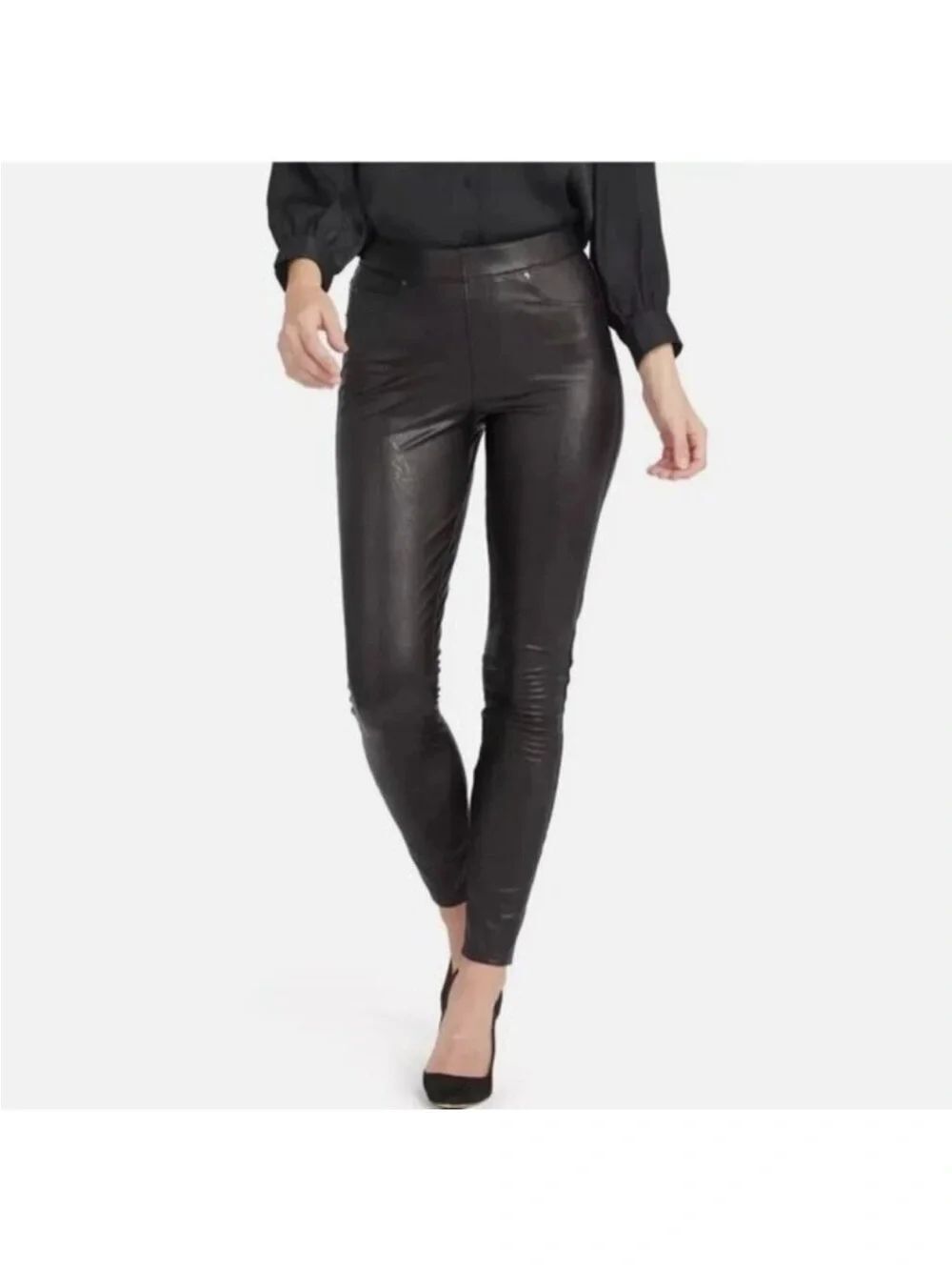 SPANX Faux Leather Ankle Skinny Pants Small Tall ST